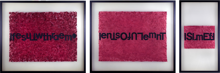 Life is... Handmade paper, paper, 76 x 88 cm; 76 x 88 cm; 76 x 42 cm, 2013